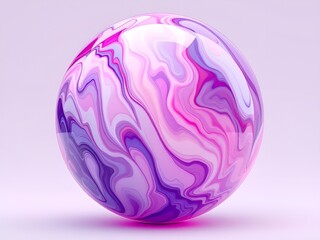 Fototapeta premium Purple and pink sphere with a glossy marble design, featuring flowing patterns and soft gradients. The vibrant colors and smooth surface