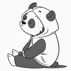 Panda in a hoodie on white background