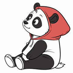 Panda in a hoodie on white background