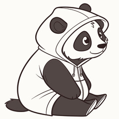Panda in a hoodie on white background