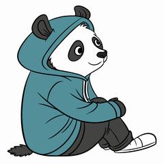 Panda in a hoodie on white background