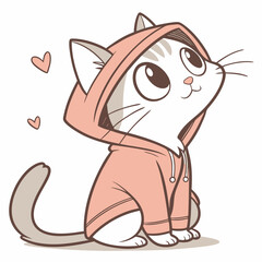 Cat in a hoodie on white background