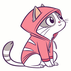 Cat in a hoodie on white background