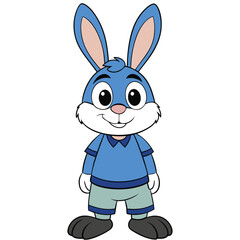 Obraz premium Cute Cartoon Rabbit Vector Design for Kids Coloring Activities