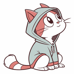 Cat in a hoodie on white background