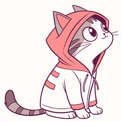 Cat in a hoodie on white background