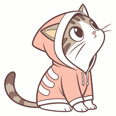 Cat in a hoodie on white background
