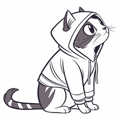 Cat in a hoodie on white background