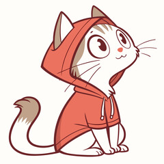 Cat in a hoodie on white background