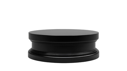 Black Cylindrical Pedestal, Display Stand, Award Plinth, Empty Podium, Blank Stage, Round Base, Mock