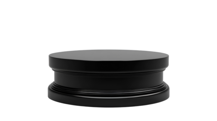 Black Cylindrical Pedestal, Display Stand, Award Plinth, Empty Podium, Blank Stage, Round Base, Mock