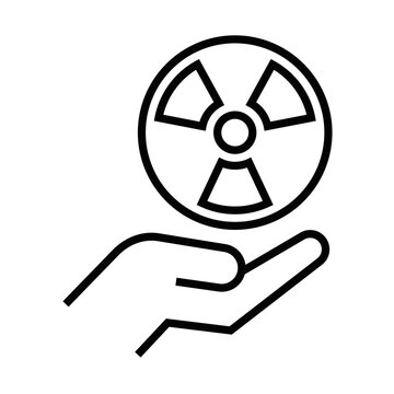 recommend clip art: Hand holding radiation hazard sign vector. Editable stroke.