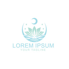 Wellness, Mental Health Yoga logo with green leaves, yoga poses, lotus, Logo and Icon template