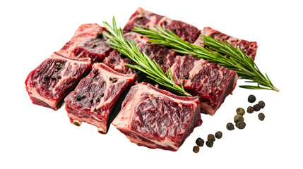 Obraz premium Seasoned Beef Short Ribs, Rosemary, Peppercorns, Gourmet Meat