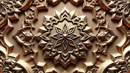 Golden Intricate Floral Mandala Design Pattern