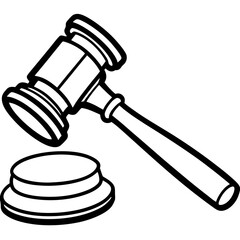 Vector Line Art Auction Gavel Design
