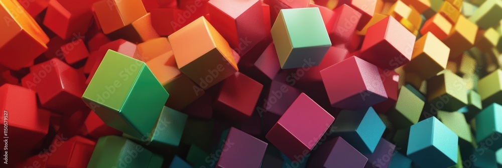 Wall mural vibrant array of cubes: abstract background of colorful blocks in a rainbow palette