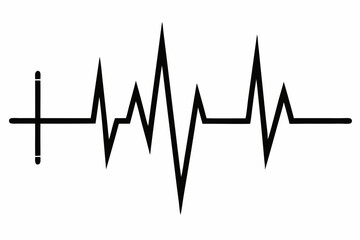 heartbeat silhouette, Heart beat one line, Continuous lines heart beats drawing, Wave pulse.
