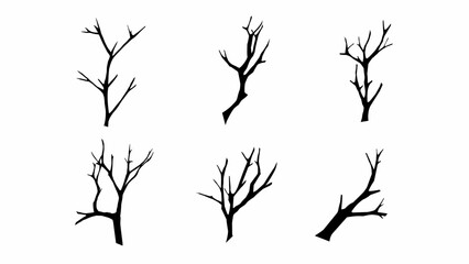 Obraz premium Set of tree trunks silhouettes, vector illustration isolated on white 