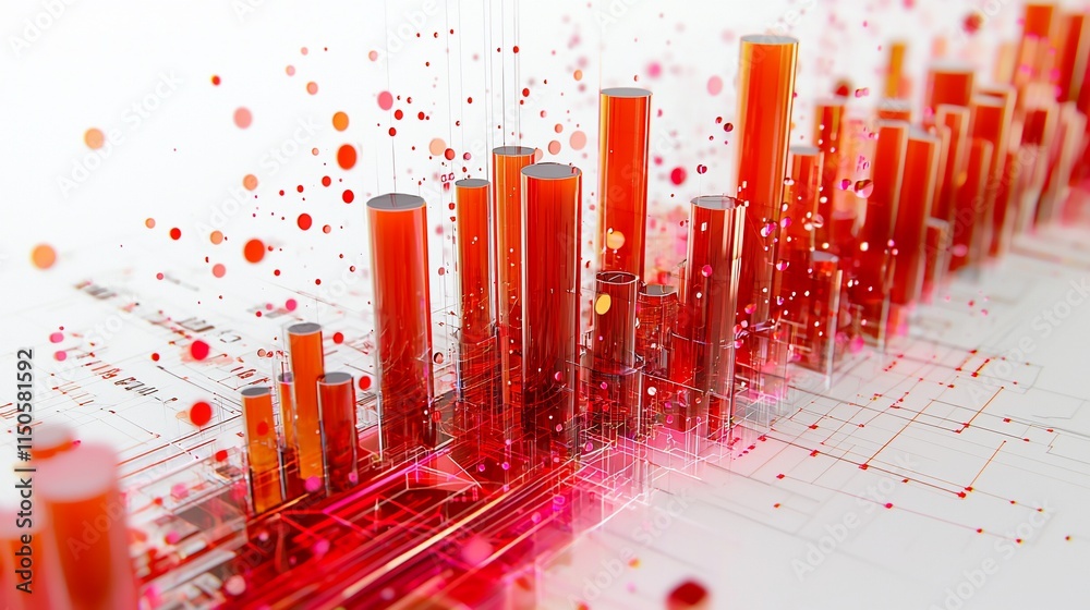 Poster Abstract Red Cylinders Data Visualization Network