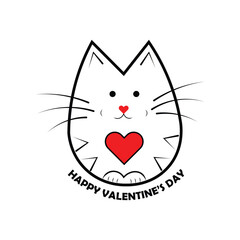 A valentine cate hand drawn line art vector