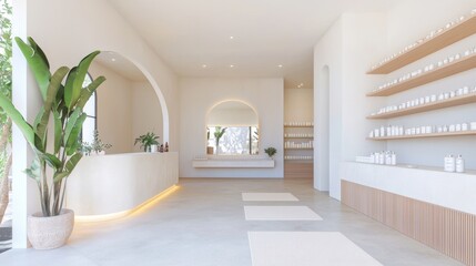 Holistic Living Oasis: Lion's Mane Supplements in Modern Health Studio with Yoga Mats and Wellness Products