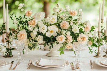 Elegant Wedding Calligraphy Art with Floral Decor on Card for Table Background Decoration