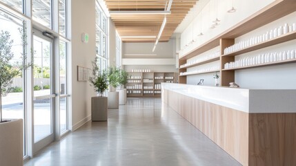 Modern Health Studio with Lion's Mane Supplements, Yoga Mats, and Wellness Products for Holistic Living