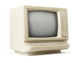 Detailed View of Vintage CRT Monitor Showcasing Retro Technology in Minimalistic Style