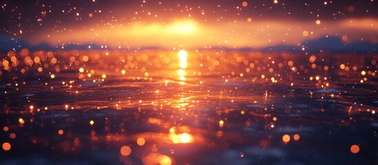 Obraz premium Glittering sunset reflecting on rippling water.