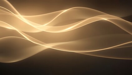 Golden Abstract Waves Flowing Gently Across Dark Background