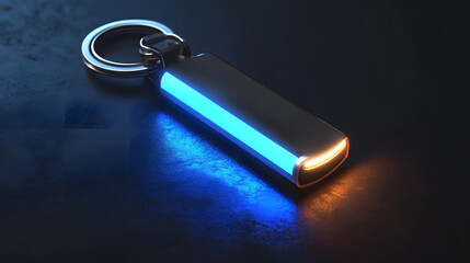 A futuristic keychain design in the form of a mini LED light.