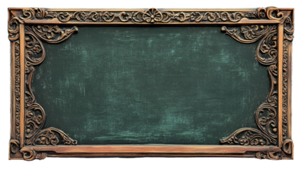 Ornate Antique Green Chalkboard Frame, Vintage Style, Blank Slate, Decorative, Ornamental, Retro, Ru
