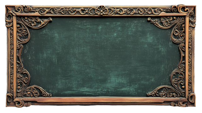 Ornate Antique Green Chalkboard Frame, Vintage Style, Blank Slate, Decorative, Ornamental, Retro, Ru