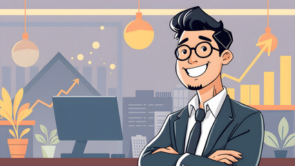 The business grows and increases. Revenue, outcomes, profits, and sales are improving rapidly. An entrepreneur is happy because his business is progressing and growing. successful. Generative AI