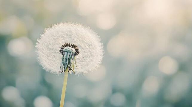 A grainy photo of a dandelion seed head captured with a vintage film camera.
