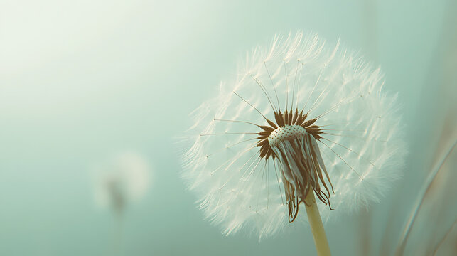 A grainy photo of a dandelion seed head captured with a vintage film camera. - Powered by Adobe
