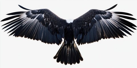 Majestic Eagle Wings in Black Isolation: Nature's Perfection in Close-Up Detail