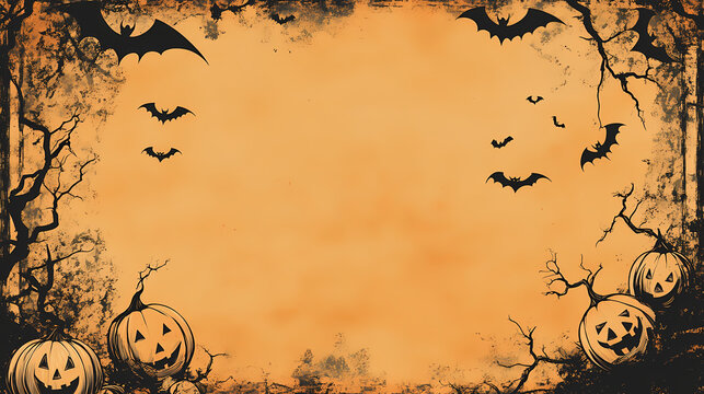 Certificate with halloween theme, empty in the middle of the certificate,. Hallowed. Illustration