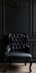 Obraz premium Elegant Classic Black Chair with Textile Seat Set Against a Neutral Background for Stunning Decor