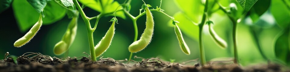Naklejka premium Lifecycle Progression of Bean Plant: Stages of Growth and Root Development in the Fabaceae Family