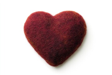 Fototapeta premium Vibrant Red Felt Heart on Crisp White Canvas - Symbol of Affection and Care for Celebrations and Special Occasions