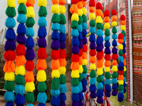 Peruvian colored decoration made with real alpaca wool
