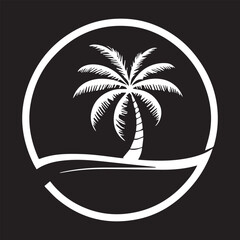 coconut tree logo type silhouette design