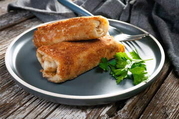 Croquettes with mushrooms and sauerkraut.