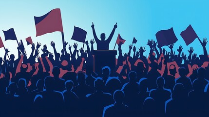 A crowd of people are cheering for a politician