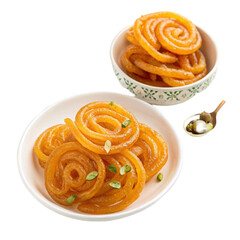 Stock photo of Jalebi or Jilbi or imarati, indian sweet food fried in pure ghee, selective focus