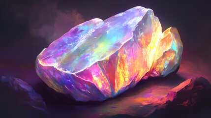 Obraz premium Vibrant opal stone composition showcasing unique beauty and textured colors. Opal. Illustration