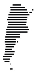 Abstract map of Argentina showing the country with horizontal black lines