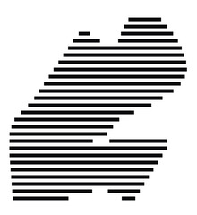 Abstract map of Djibouti showing the country with horizontal black lines